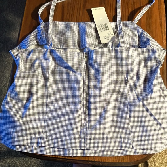 Polo/RalphLauren croptop. Strappy, w/drawstring bodice. Blue/white check.NWT. Lg - Picture 5 of 11